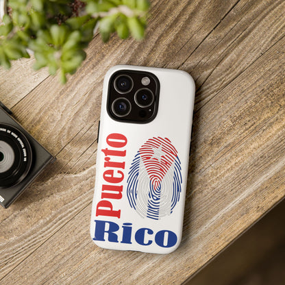 Puerto Rico Fingerprint Phone Case – Patriotic Red & Blue Protective Tough Case