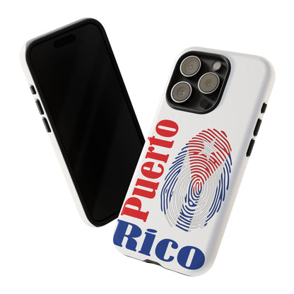 Puerto Rico Fingerprint Phone Case – Patriotic Red & Blue Protective Tough Case