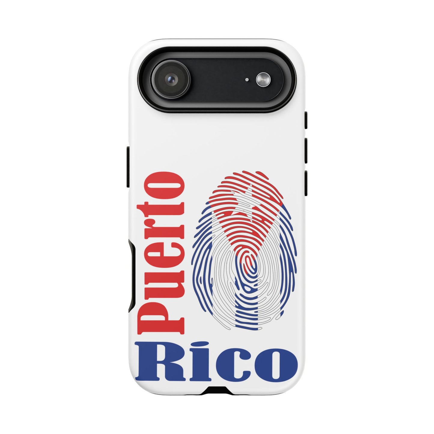Puerto Rico Fingerprint Phone Case – Patriotic Red & Blue Protective Tough Case