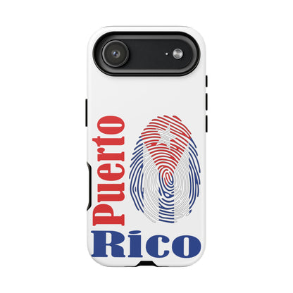 Puerto Rico Fingerprint Phone Case – Patriotic Red & Blue Protective Tough Case