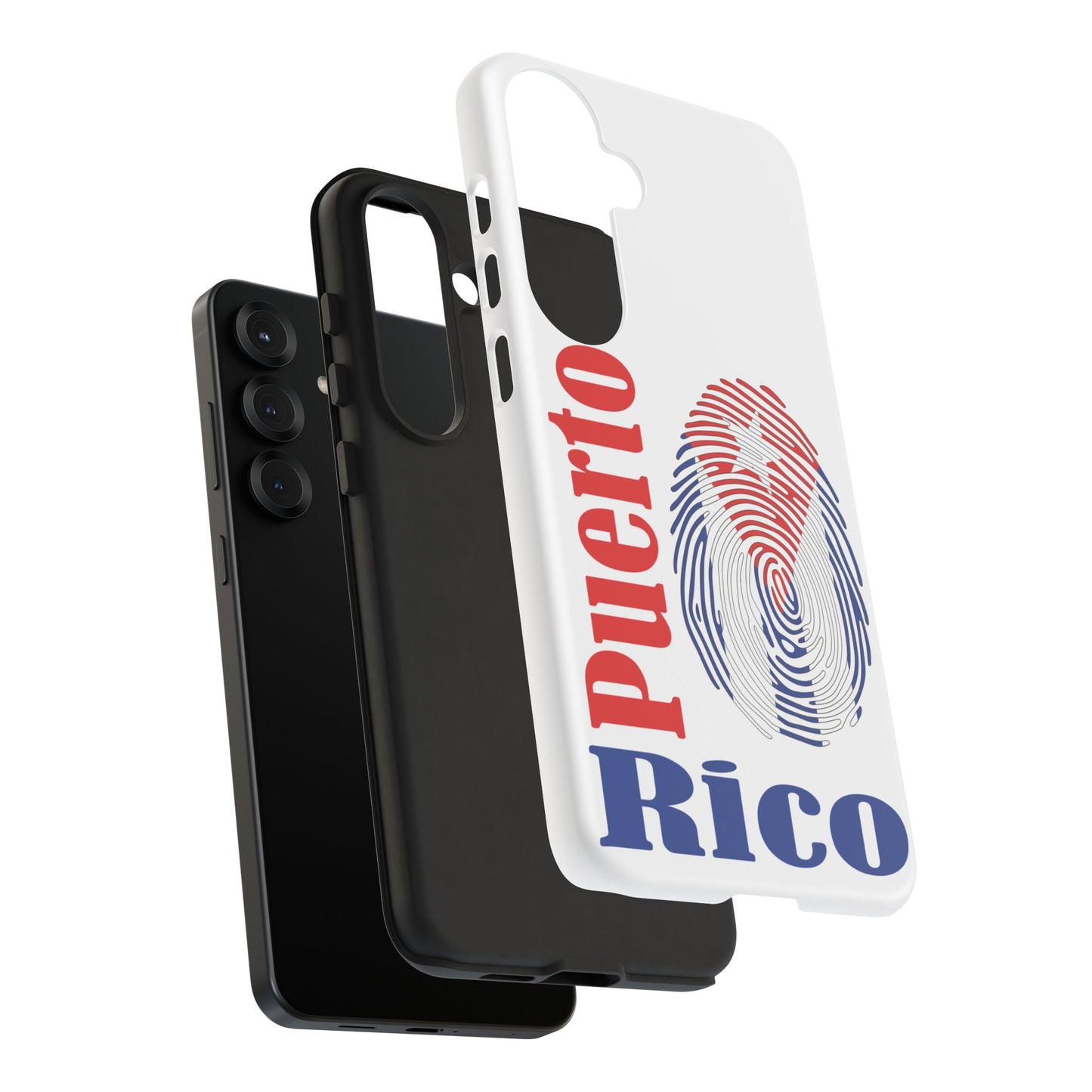 Puerto Rico Fingerprint Phone Case – Patriotic Red & Blue Protective Tough Case