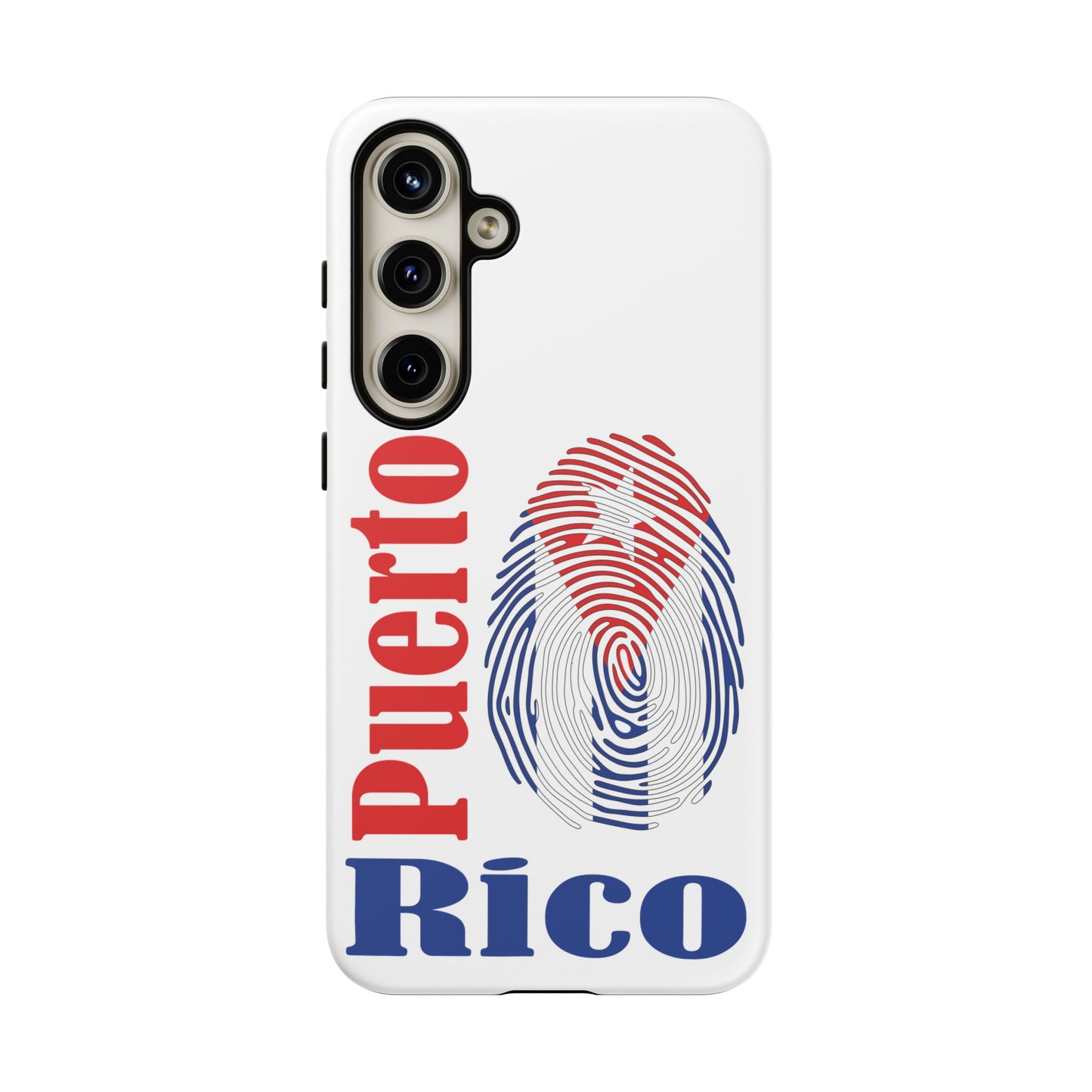 Puerto Rico Fingerprint Phone Case – Patriotic Red & Blue Protective Tough Case