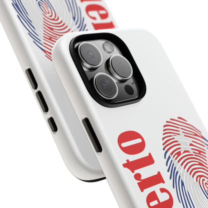 Puerto Rico Fingerprint Phone Case – Patriotic Red & Blue Protective Tough Case