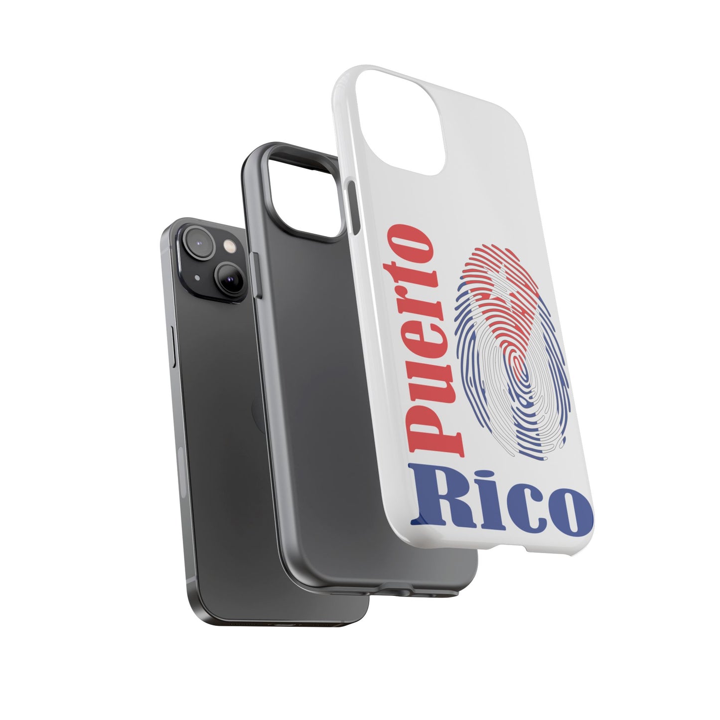 Puerto Rico Fingerprint Phone Case – Patriotic Red & Blue Protective Tough Case