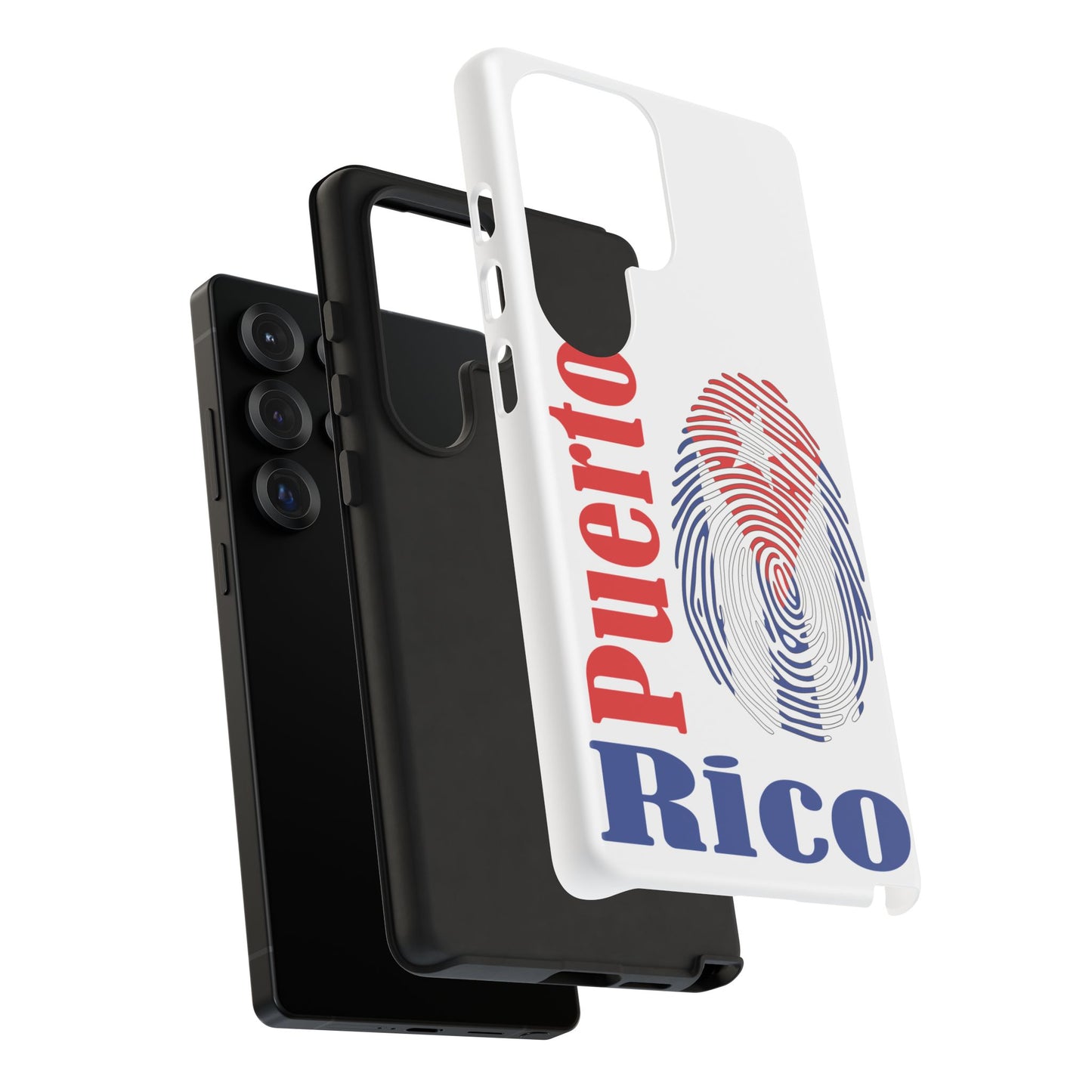 Puerto Rico Fingerprint Phone Case – Patriotic Red & Blue Protective Tough Case
