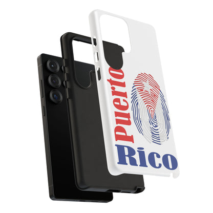 Puerto Rico Fingerprint Phone Case – Patriotic Red & Blue Protective Tough Case