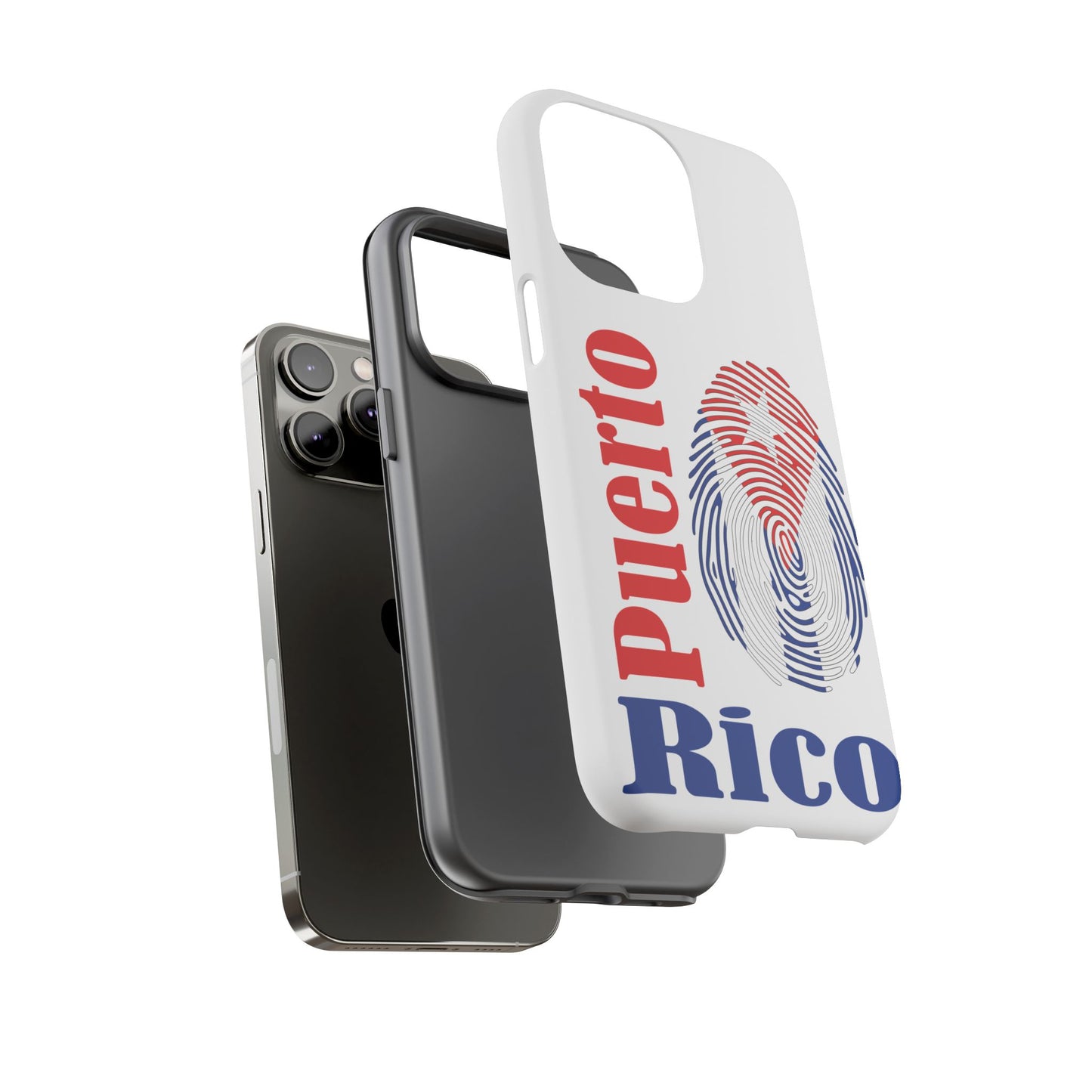 Puerto Rico Fingerprint Phone Case – Patriotic Red & Blue Protective Tough Case