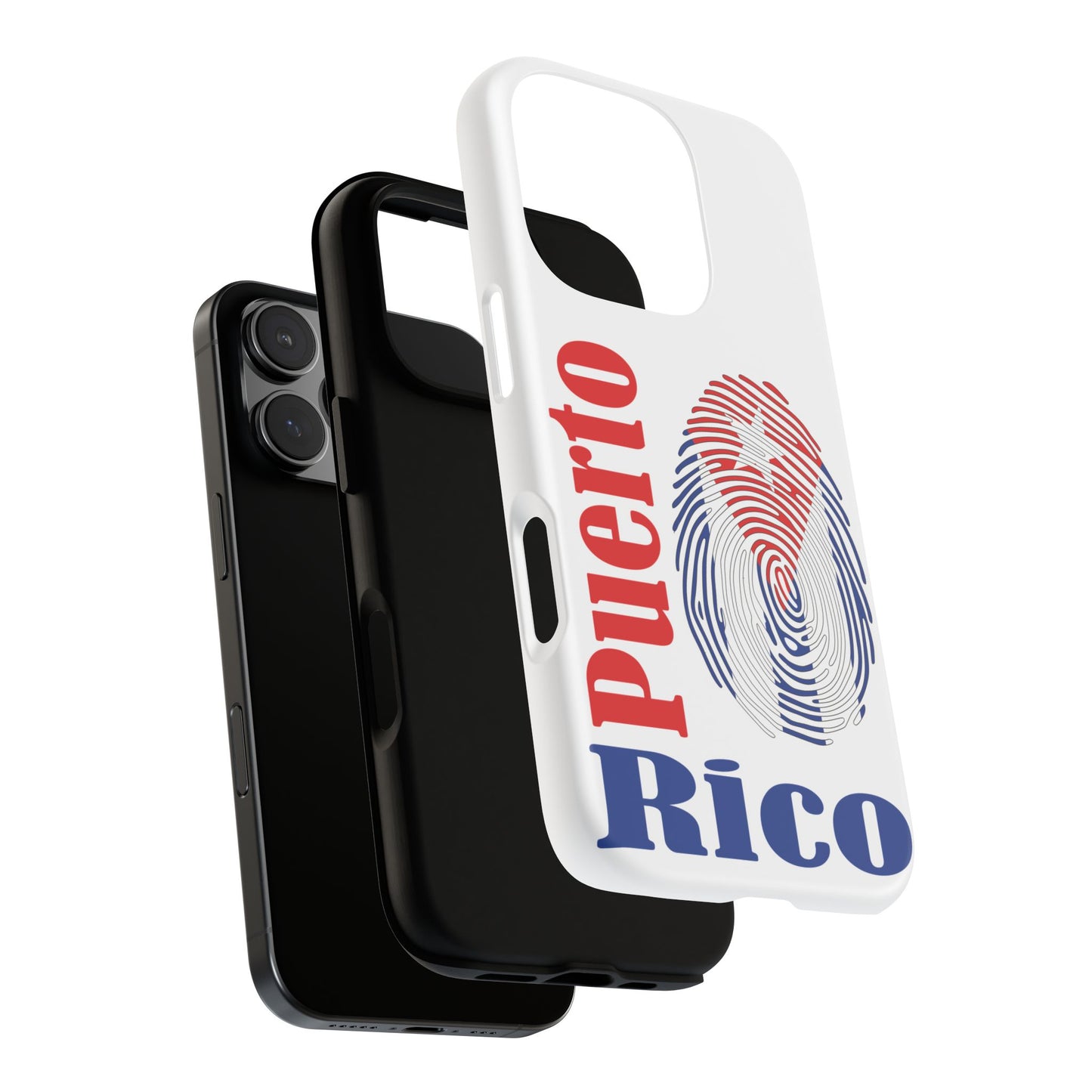Puerto Rico Fingerprint Phone Case – Patriotic Red & Blue Protective Tough Case