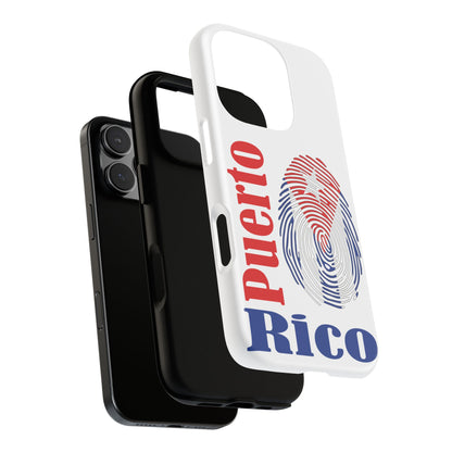Puerto Rico Fingerprint Phone Case – Patriotic Red & Blue Protective Tough Case
