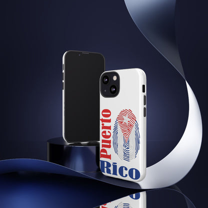 Puerto Rico Fingerprint Phone Case – Patriotic Red & Blue Protective Tough Case