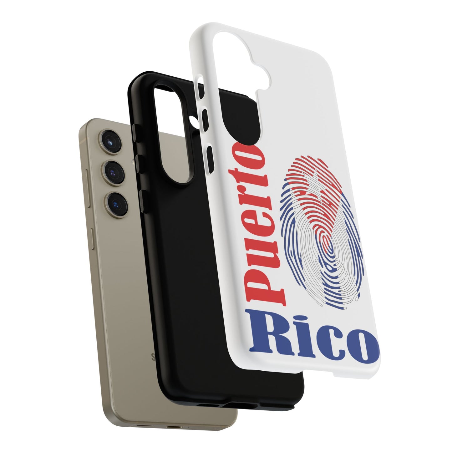 Puerto Rico Fingerprint Phone Case – Patriotic Red & Blue Protective Tough Case