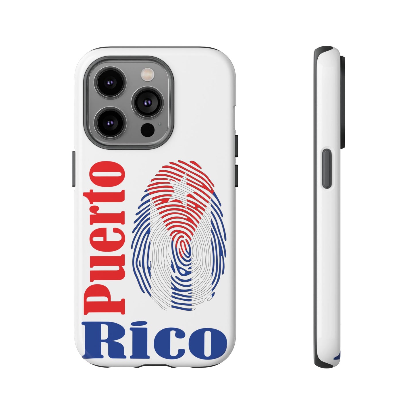 Puerto Rico Fingerprint Phone Case – Patriotic Red & Blue Protective Tough Case