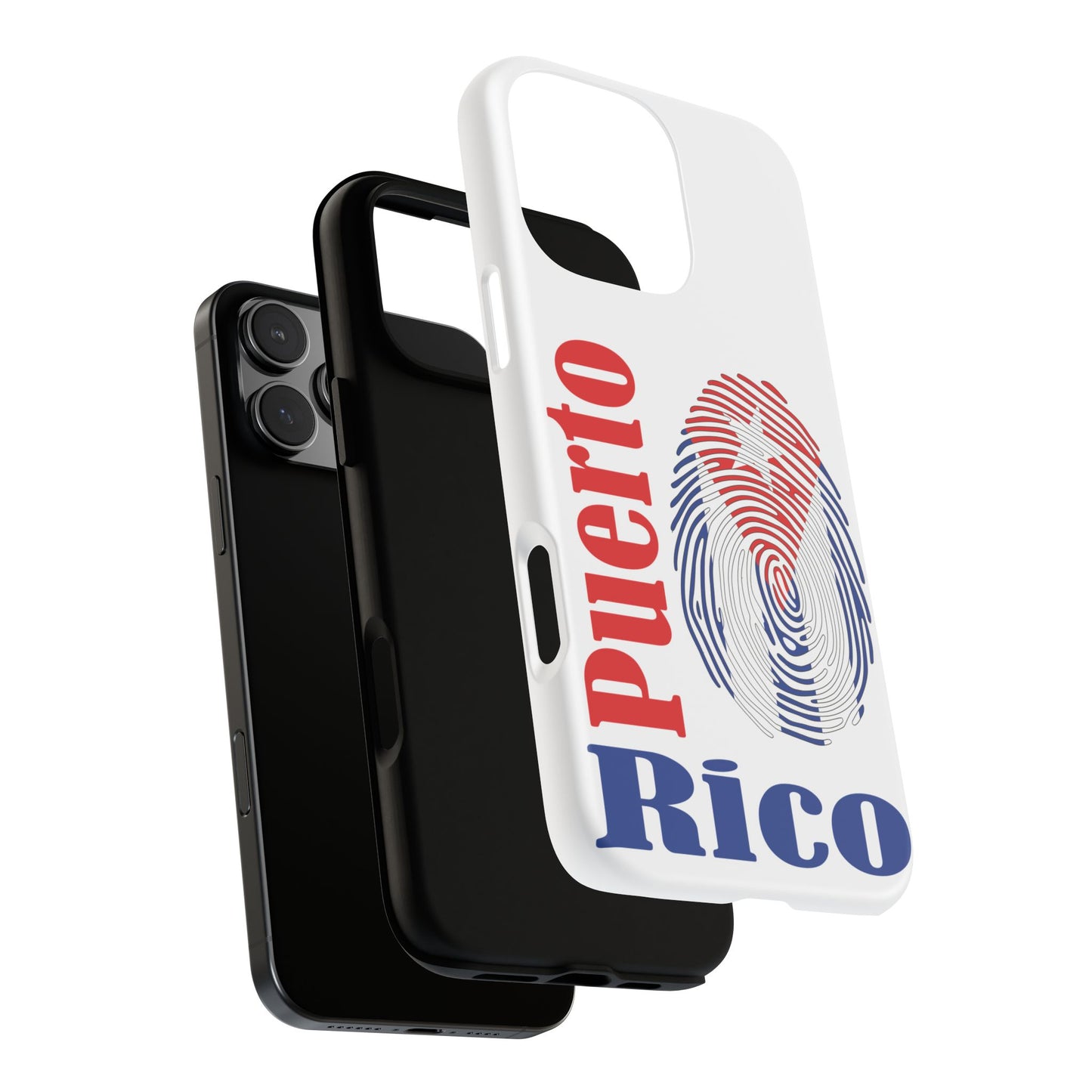 Puerto Rico Fingerprint Phone Case – Patriotic Red & Blue Protective Tough Case