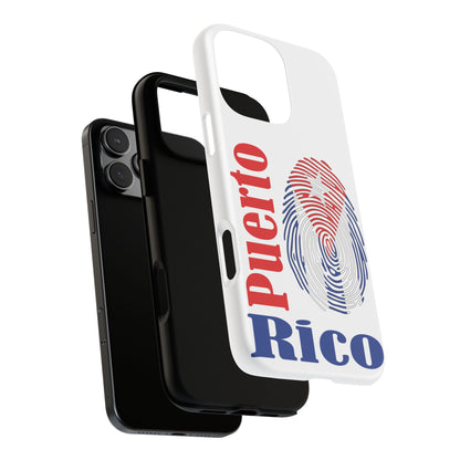 Puerto Rico Fingerprint Phone Case – Patriotic Red & Blue Protective Tough Case
