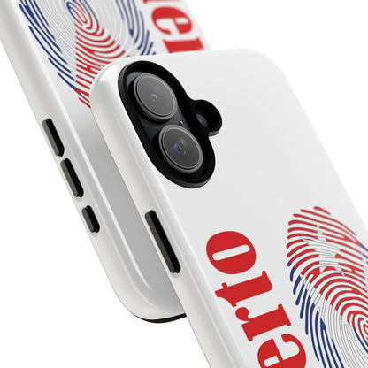 Puerto Rico Fingerprint Phone Case – Patriotic Red & Blue Protective Tough Case