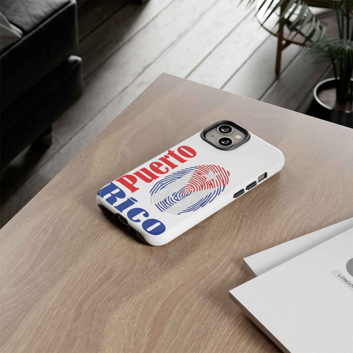 Puerto Rico Fingerprint Phone Case – Patriotic Red & Blue Protective Tough Case