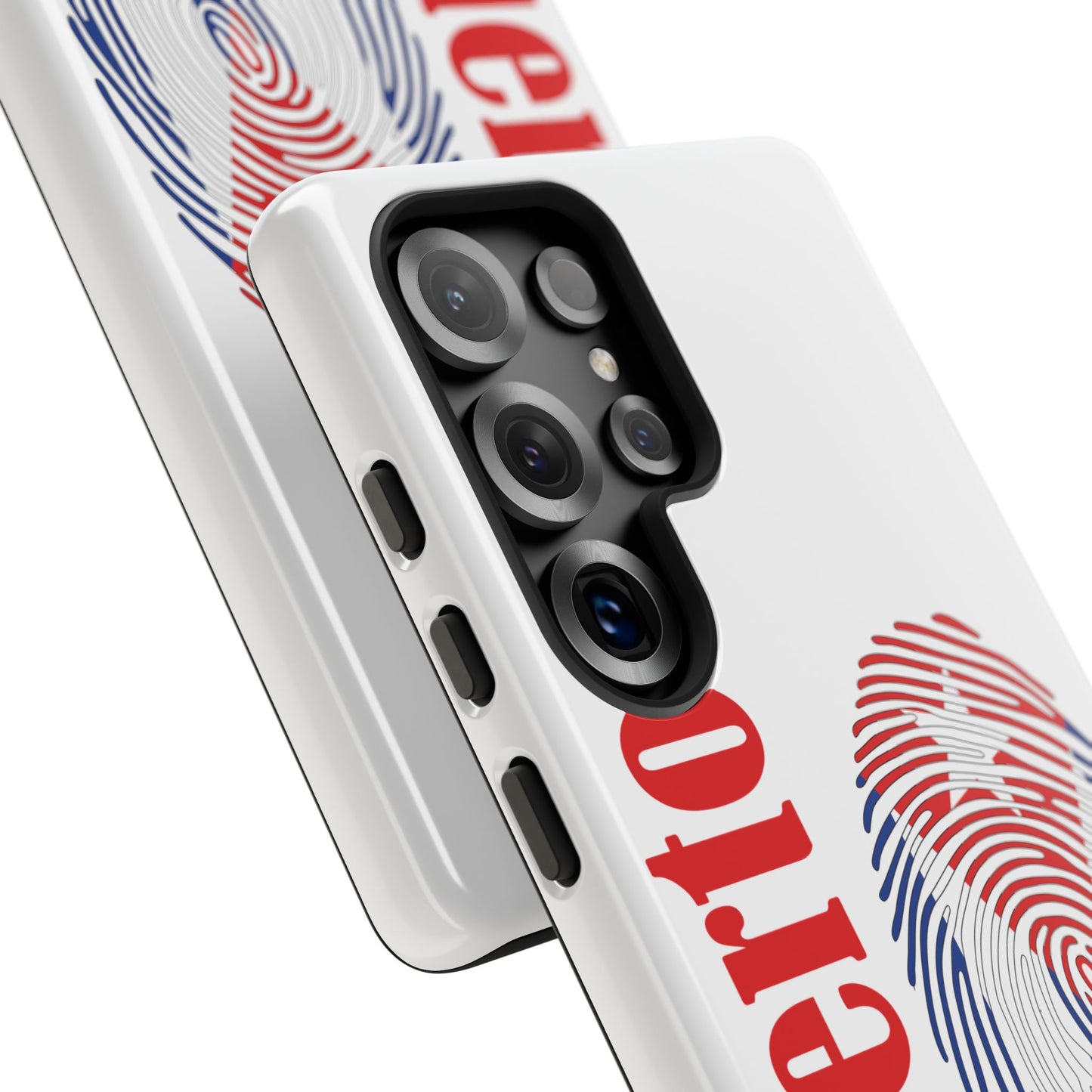 Puerto Rico Fingerprint Phone Case – Patriotic Red & Blue Protective Tough Case