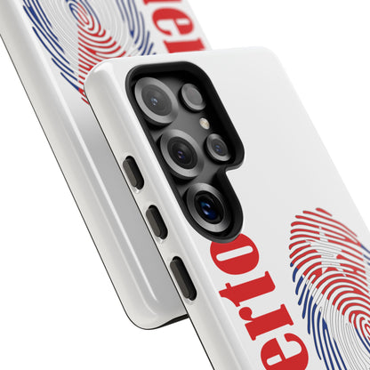 Puerto Rico Fingerprint Phone Case – Patriotic Red & Blue Protective Tough Case