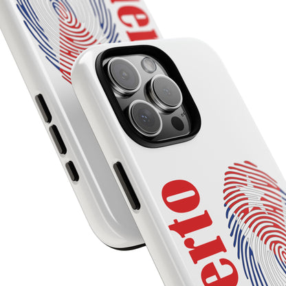 Puerto Rico Fingerprint Phone Case – Patriotic Red & Blue Protective Tough Case