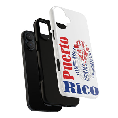 Puerto Rico Fingerprint Phone Case – Patriotic Red & Blue Protective Tough Case
