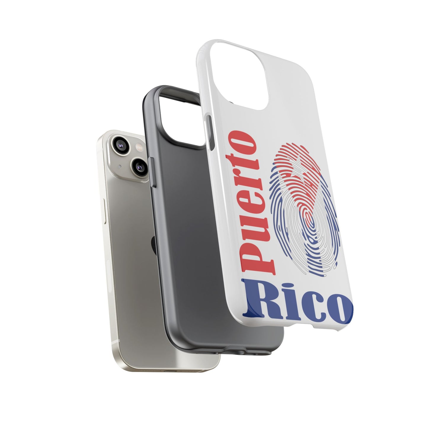 Puerto Rico Fingerprint Phone Case – Patriotic Red & Blue Protective Tough Case