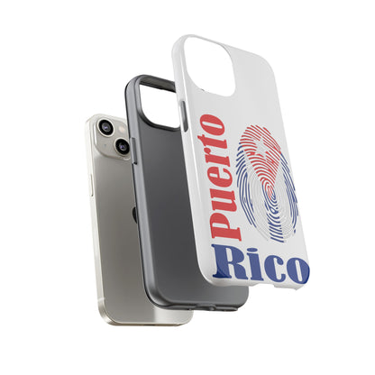 Puerto Rico Fingerprint Phone Case – Patriotic Red & Blue Protective Tough Case