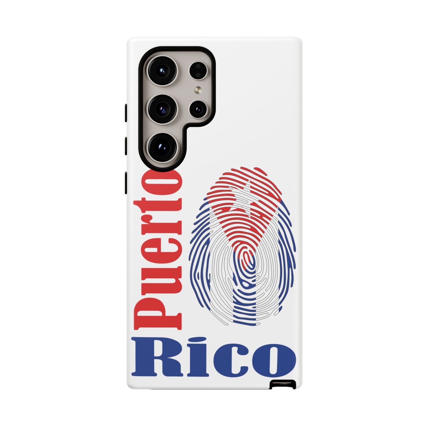 Puerto Rico Fingerprint Phone Case – Patriotic Red & Blue Protective Tough Case