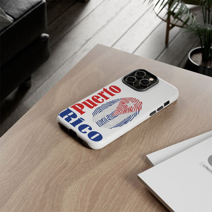 Puerto Rico Fingerprint Phone Case – Patriotic Red & Blue Protective Tough Case