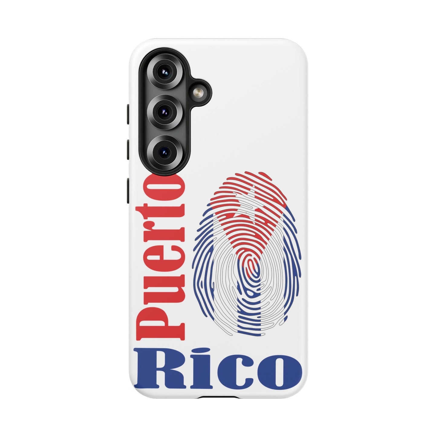 Puerto Rico Fingerprint Phone Case – Patriotic Red & Blue Protective Tough Case