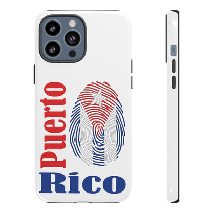 Puerto Rico Fingerprint Phone Case – Patriotic Red & Blue Protective Tough Case
