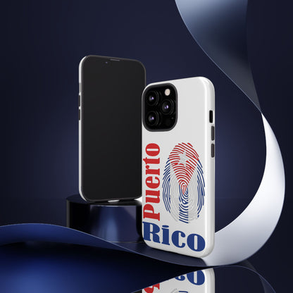 Puerto Rico Fingerprint Phone Case – Patriotic Red & Blue Protective Tough Case