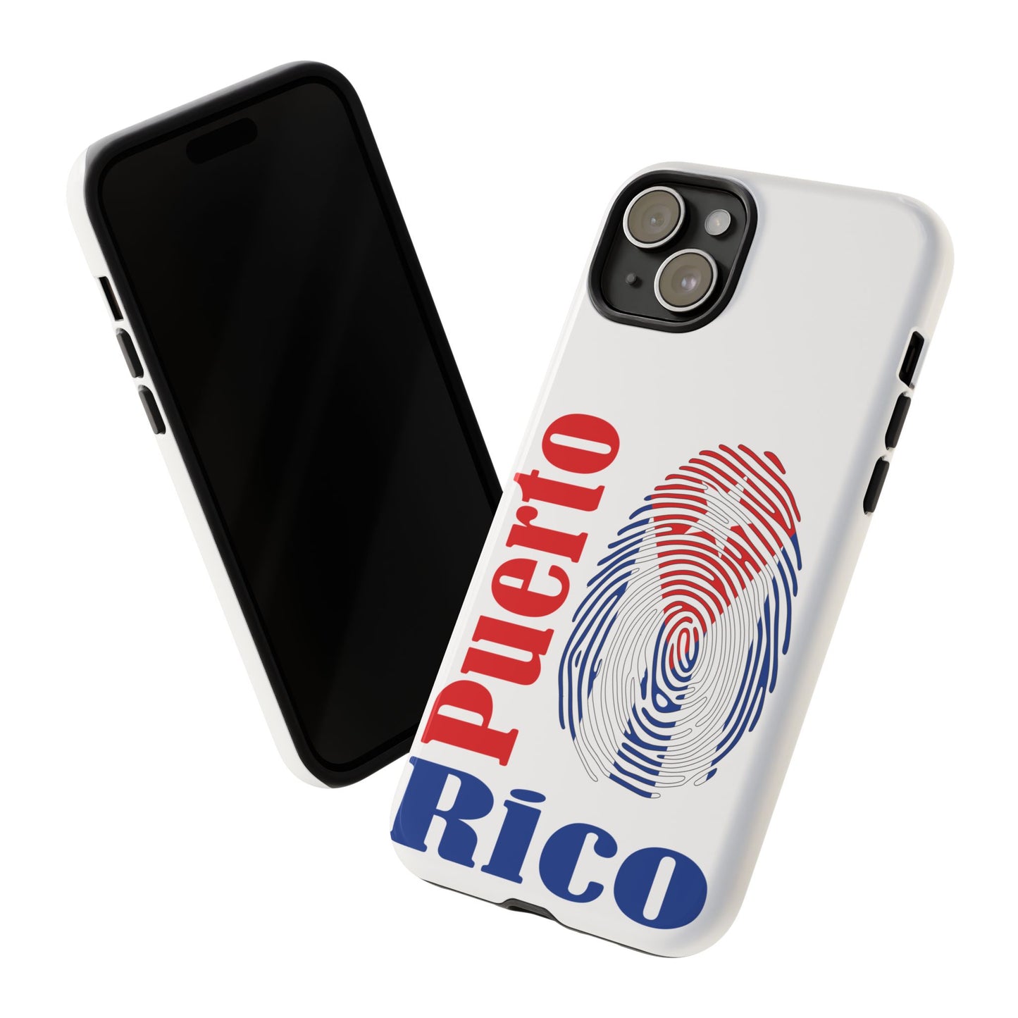 Puerto Rico Fingerprint Phone Case – Patriotic Red & Blue Protective Tough Case