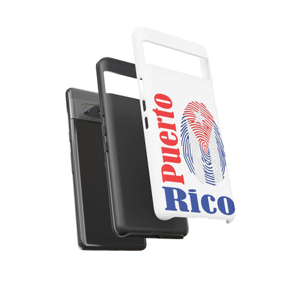 Puerto Rico Fingerprint Phone Case – Patriotic Red & Blue Protective Tough Case