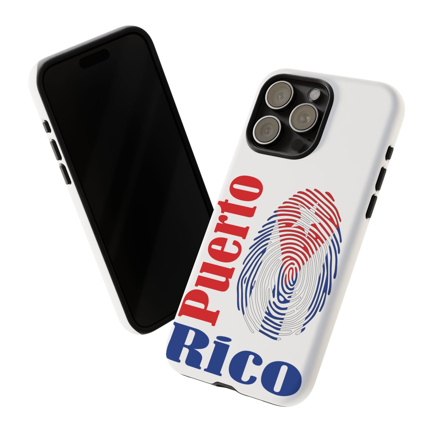 Puerto Rico Fingerprint Phone Case – Patriotic Red & Blue Protective Tough Case