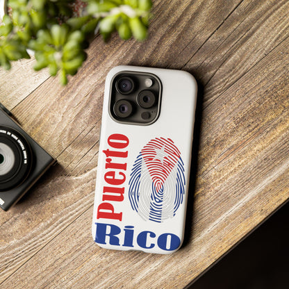 Puerto Rico Fingerprint Phone Case – Patriotic Red & Blue Protective Tough Case