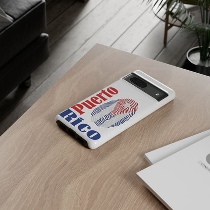 Puerto Rico Fingerprint Phone Case – Patriotic Red & Blue Protective Tough Case