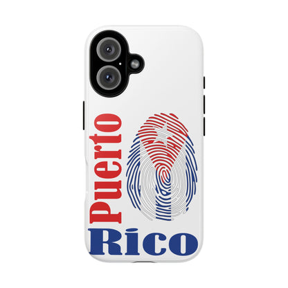 Puerto Rico Fingerprint Phone Case – Patriotic Red & Blue Protective Tough Case