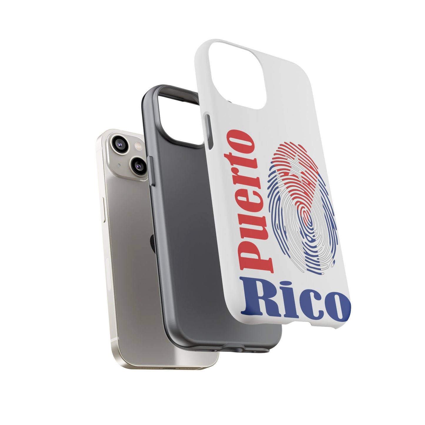Puerto Rico Fingerprint Phone Case – Patriotic Red & Blue Protective Tough Case