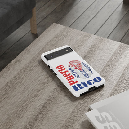 Puerto Rico Fingerprint Phone Case – Patriotic Red & Blue Protective Tough Case