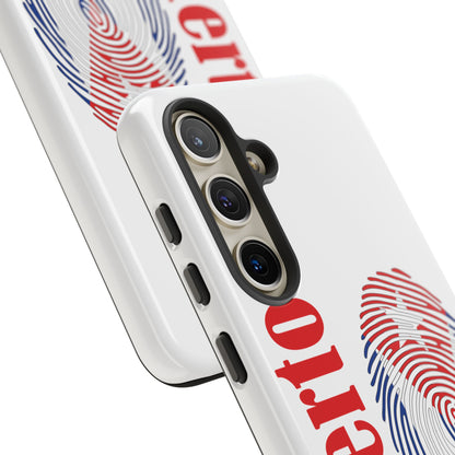 Puerto Rico Fingerprint Phone Case – Patriotic Red & Blue Protective Tough Case