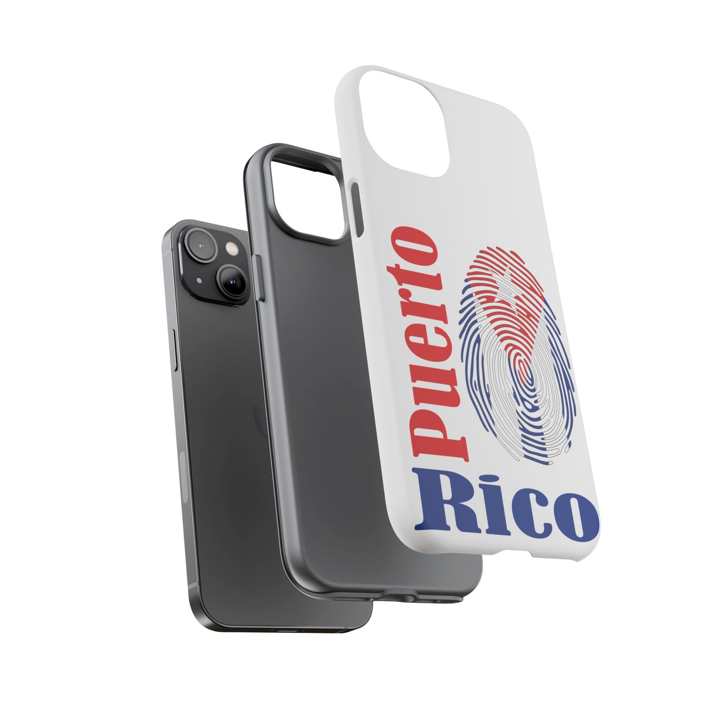 Puerto Rico Fingerprint Phone Case – Patriotic Red & Blue Protective Tough Case