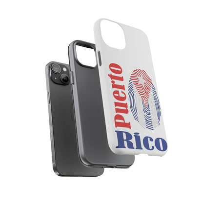 Puerto Rico Fingerprint Phone Case – Patriotic Red & Blue Protective Tough Case