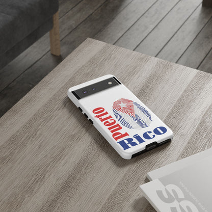 Puerto Rico Fingerprint Phone Case – Patriotic Red & Blue Protective Tough Case