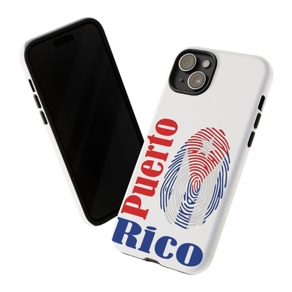 Puerto Rico Fingerprint Phone Case – Patriotic Red & Blue Protective Tough Case