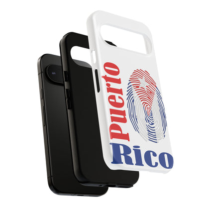 Puerto Rico Fingerprint Phone Case – Patriotic Red & Blue Protective Tough Case