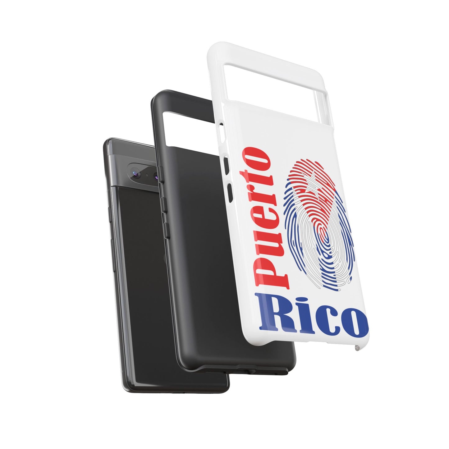 Puerto Rico Fingerprint Phone Case – Patriotic Red & Blue Protective Tough Case
