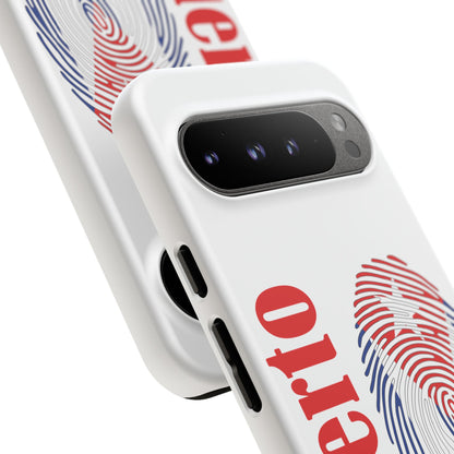 Puerto Rico Fingerprint Phone Case – Patriotic Red & Blue Protective Tough Case