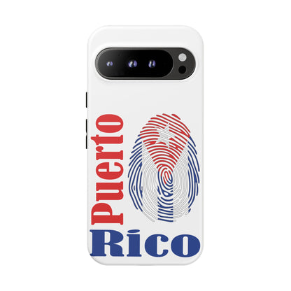 Puerto Rico Fingerprint Phone Case – Patriotic Red & Blue Protective Tough Case