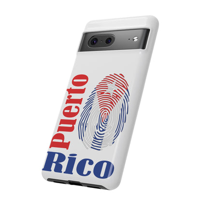 Puerto Rico Fingerprint Phone Case – Patriotic Red & Blue Protective Tough Case