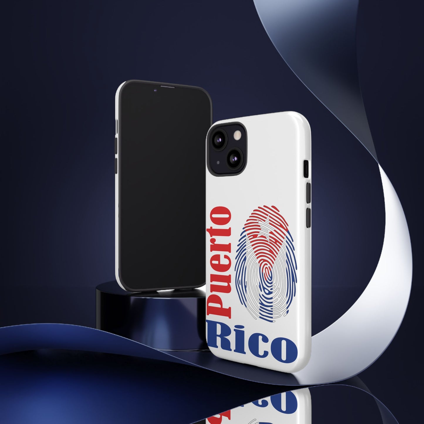 Puerto Rico Fingerprint Phone Case – Patriotic Red & Blue Protective Tough Case